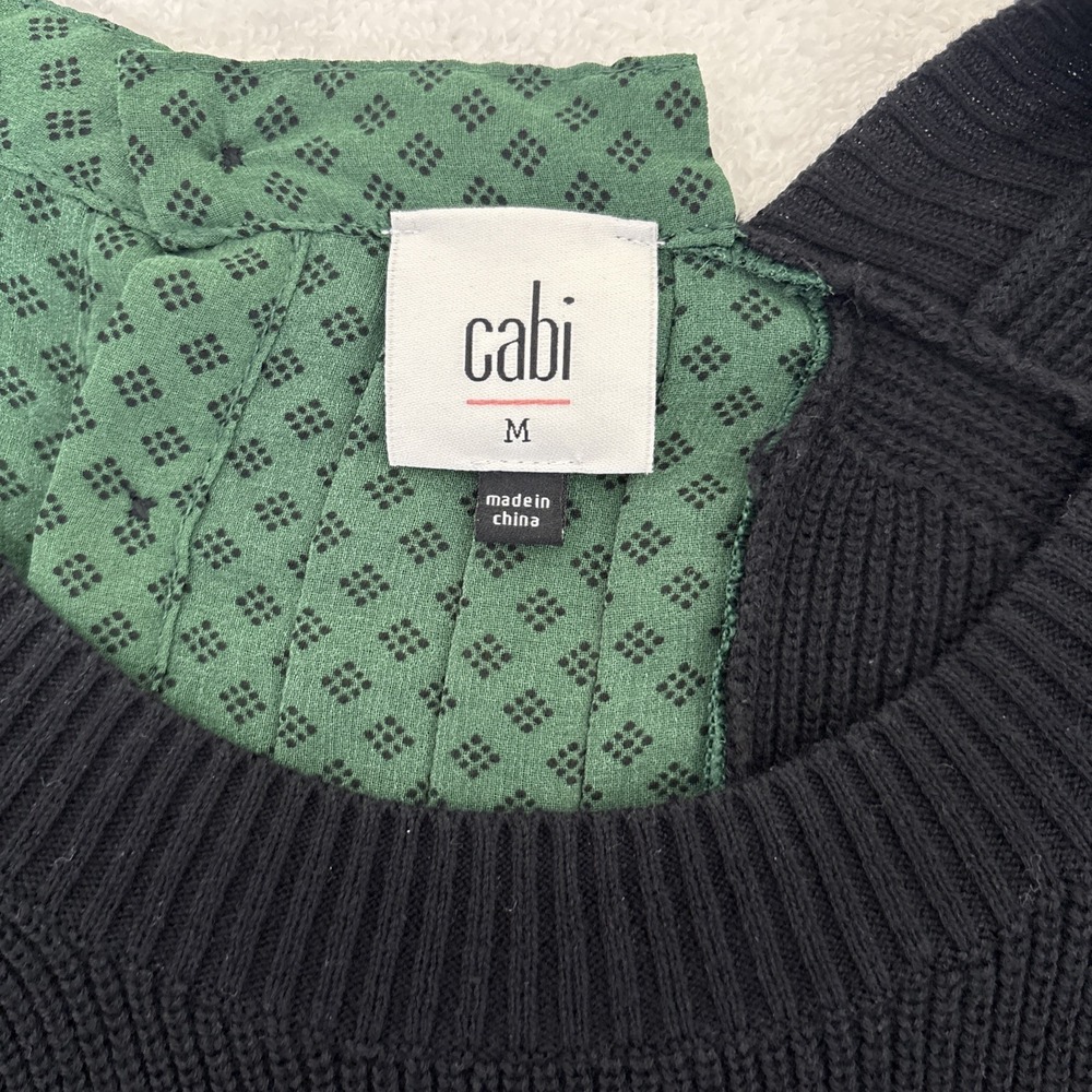 Cabi 3520 Get Together Sweater Sz M Black Green Chiffon Hi-Low Tunic Top Flowy - Picture 4 of 5